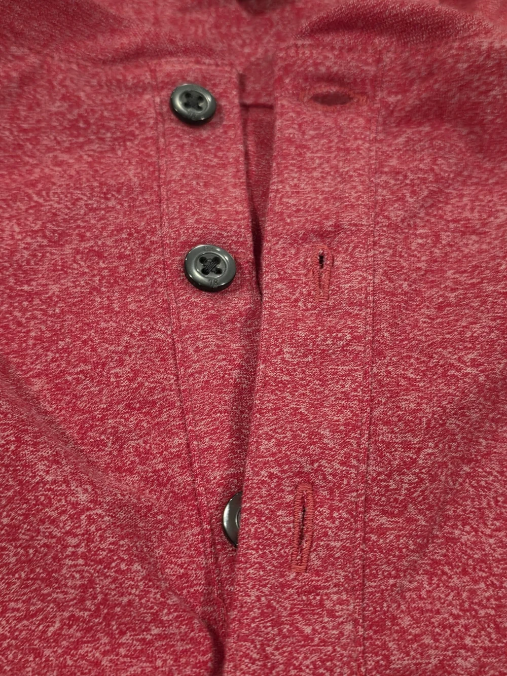 L) Men's Banana Republic Long Sleeve Henley Vibrant Speckled Red Tee Sweater